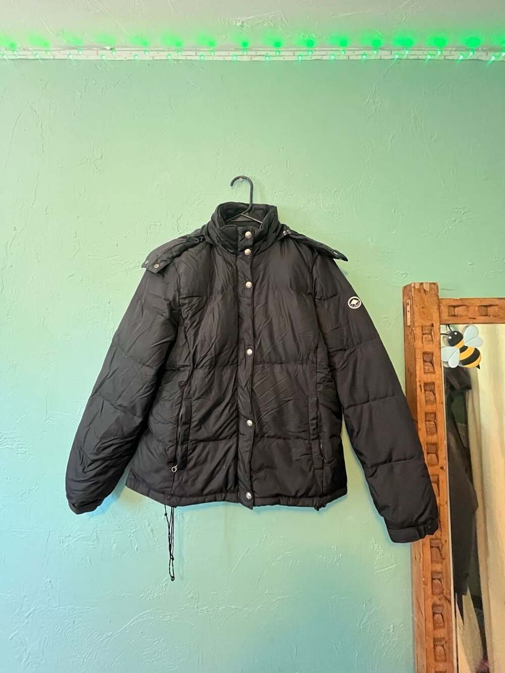 American Eagle Puffer Jacket Black Winter Coat